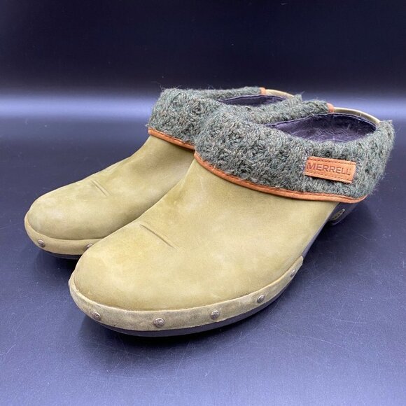 Merrell Luxe Knit Burnt Olive Clogs Women's Size 10 - Picture 1 of 11